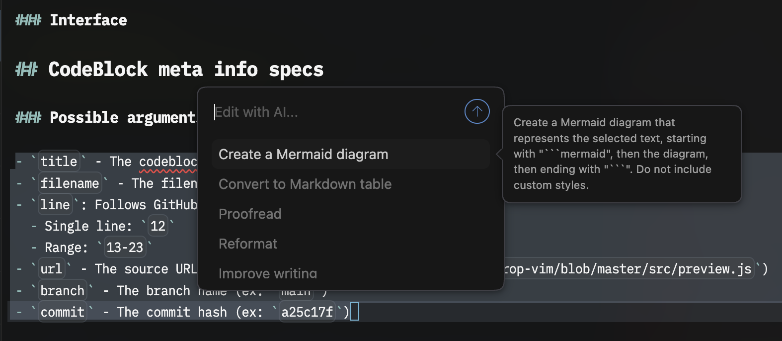 Inline assistant popover